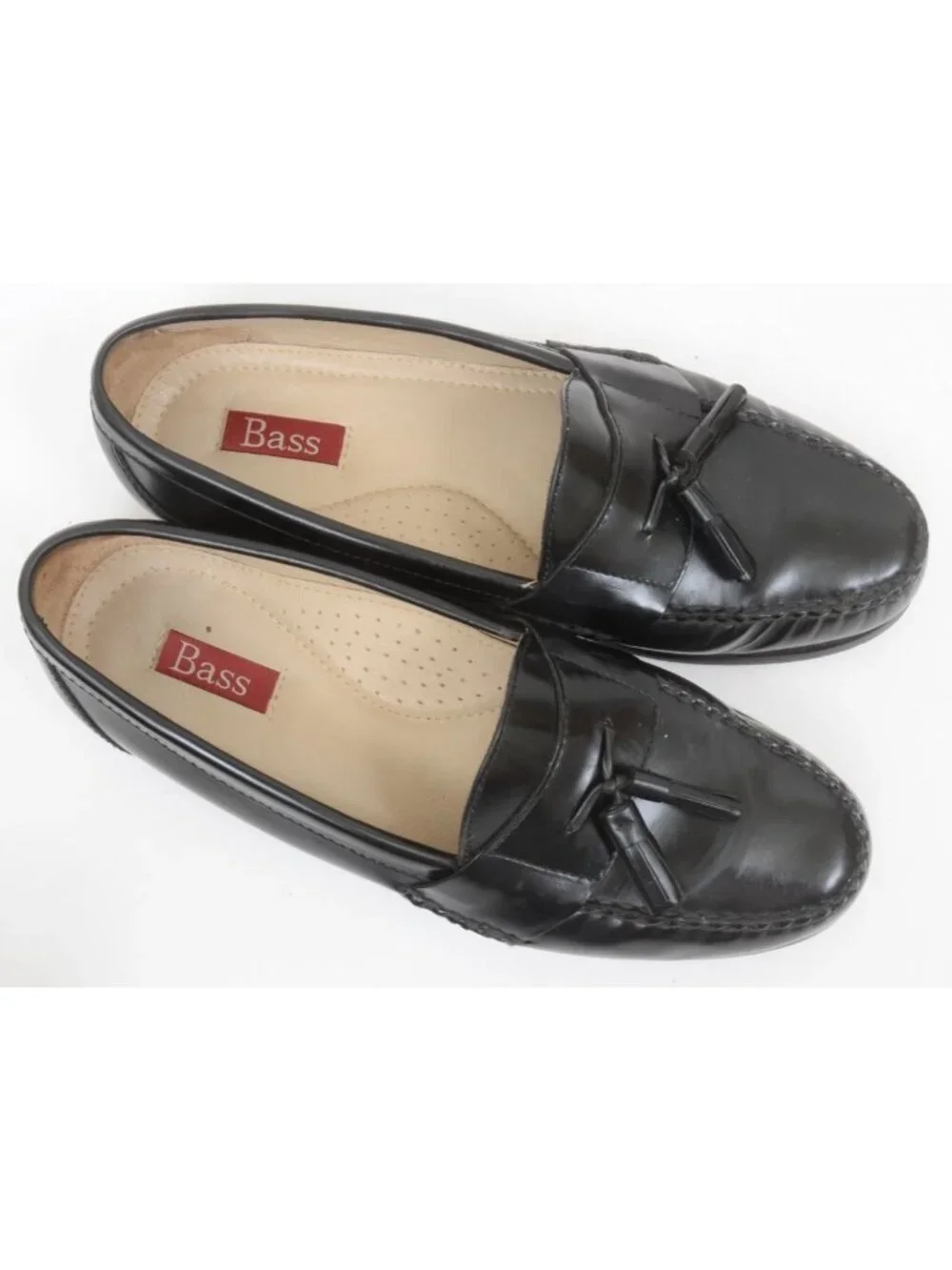 Bass Harrison II Mens 10.5EE Black Leather Tassle Preppy Old Money Shoes Loafers